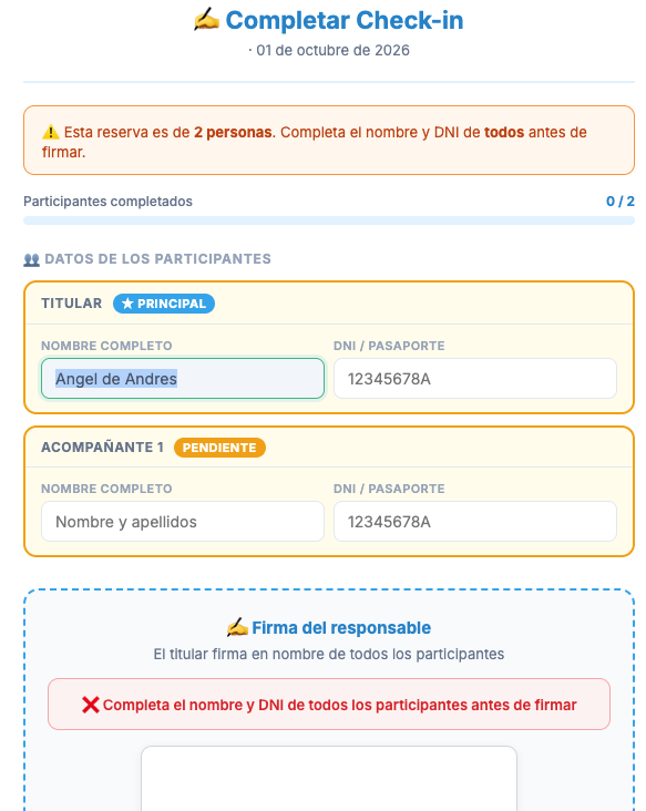 Check-in digital con control de DNIs y firma táctil